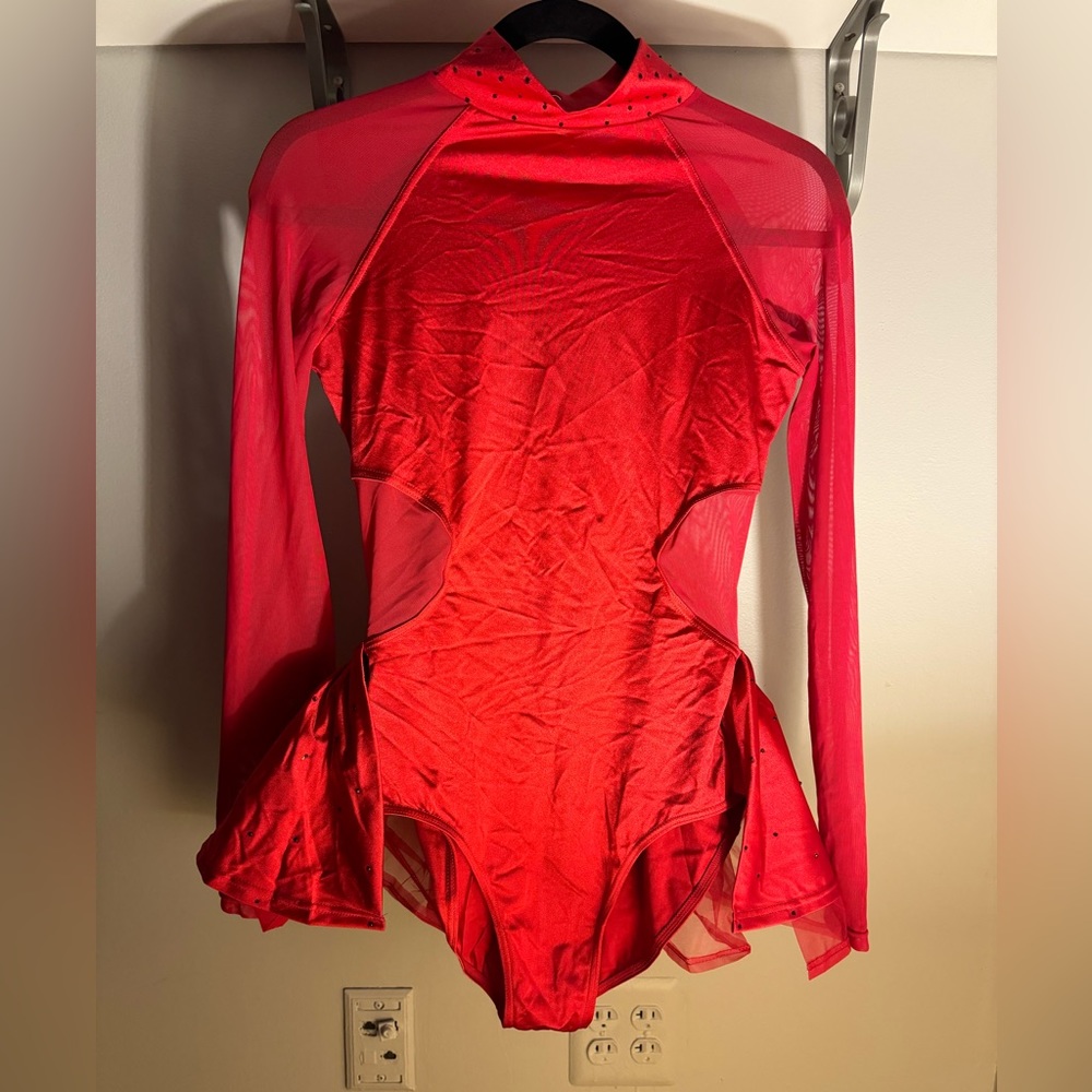 Red Long Sleeve Leotard Costume
